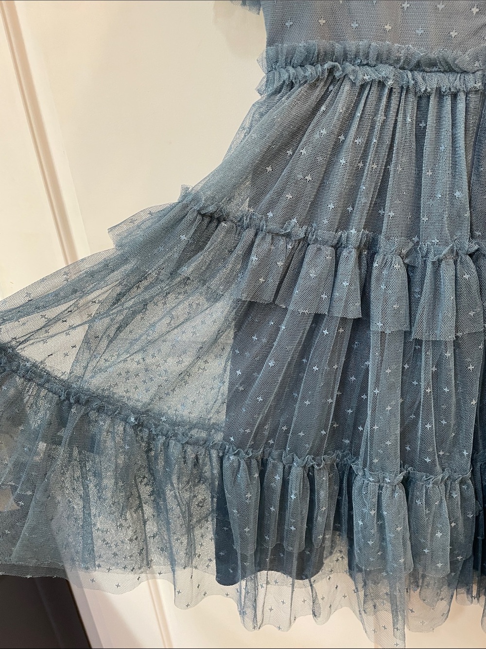 Ivy City Co Dusty Blue Ruffle Tulle Dress - Picture 9 of 17